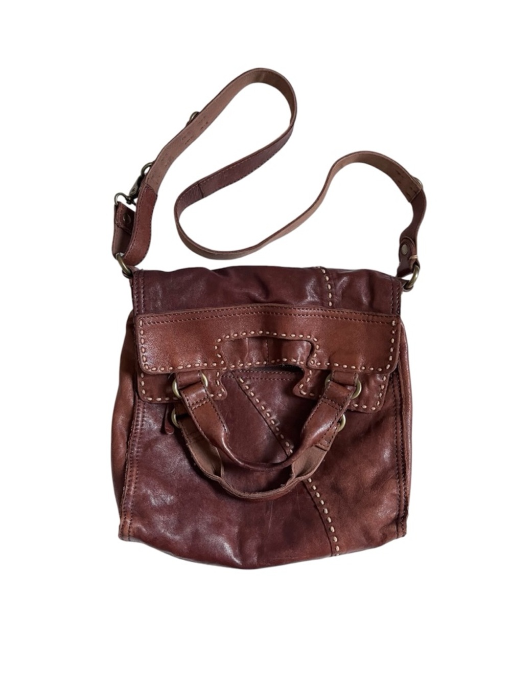 Lucky Brand Abbey Road Leather Foldover Messenger Bag